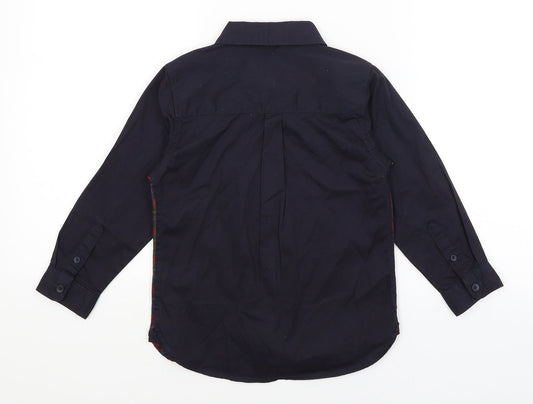 Matalan Boys Black Plaid Basic Button-Up Size 7 Years