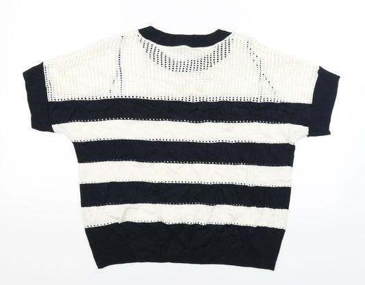 NEXT Womens White Striped Pullover Jumper Size M