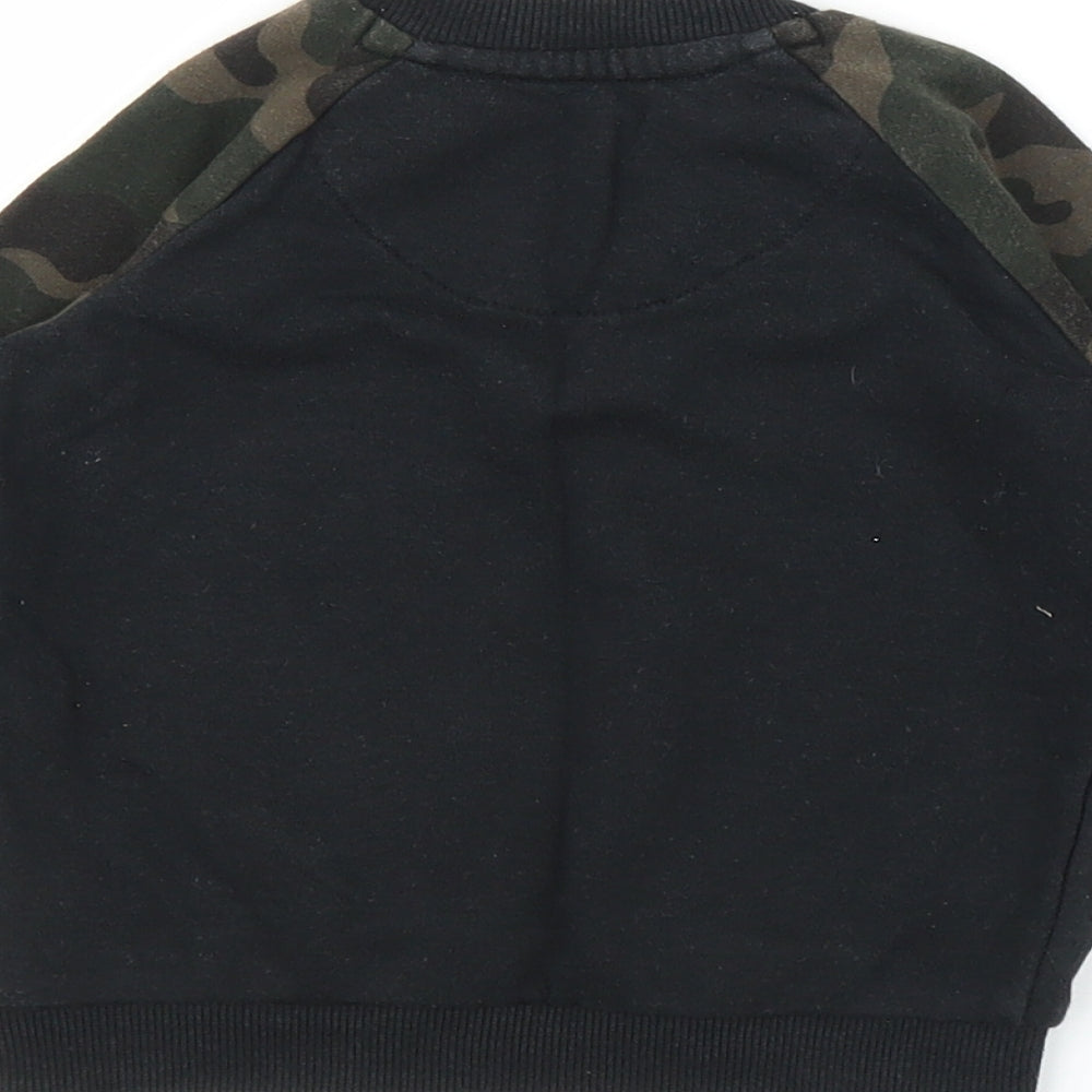 Fred & Flo Boys Black Camouflage Pullover Jumper Size 6-9 Months