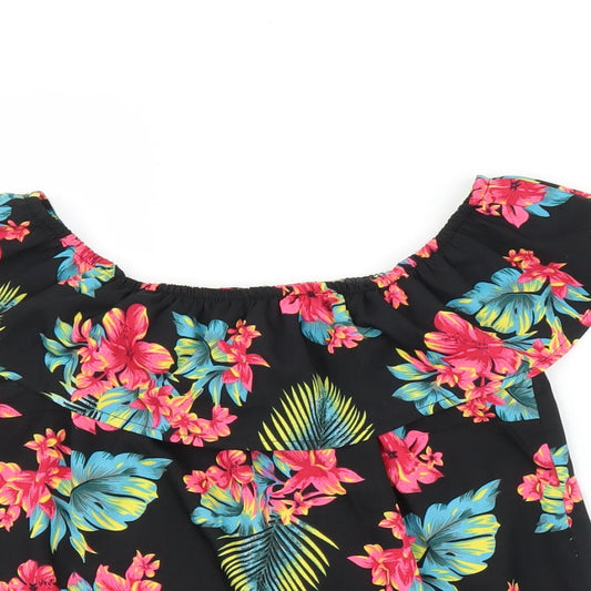 Primark Girls Black Floral Basic Blouse Size 11-12 Years