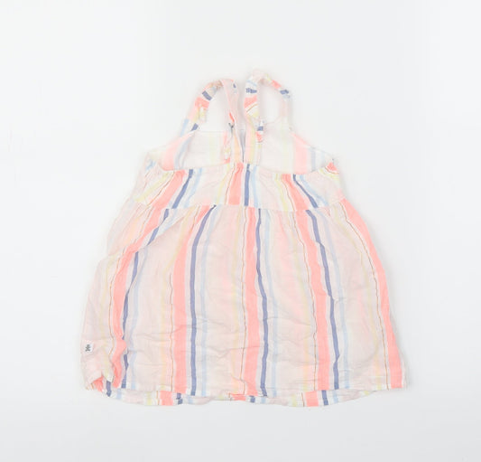 Woolies Babes Girls White Striped A-Line Size 12-18 Months
