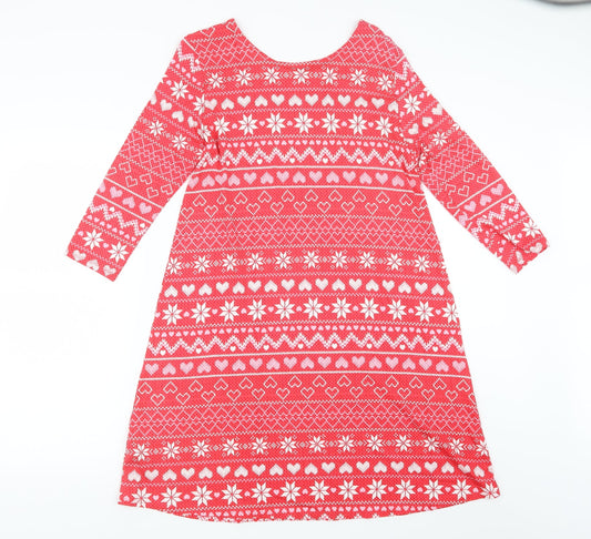 George Womens Red Geometric Basic T-Shirt Size S