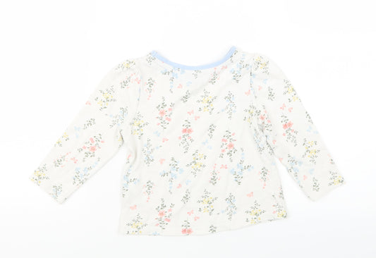 George Girls White Floral Basic T-Shirt Size 18-24 Months