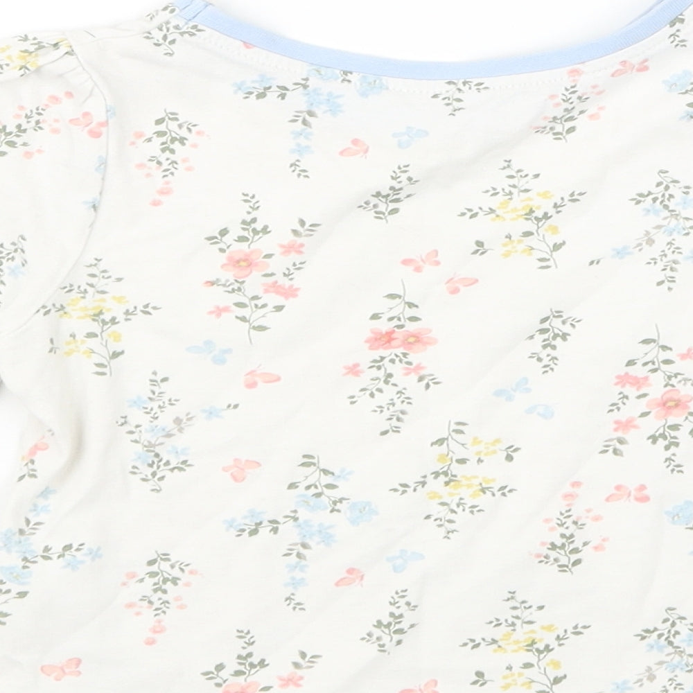 George Girls White Floral Basic T-Shirt Size 18-24 Months