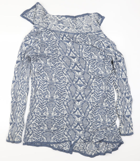 Bonmarché Womens Blue Geometric Cardigan Jumper Size S