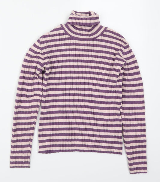 Nutmeg Girls Purple Striped Pullover Jumper Size 11-12 Years - Pink