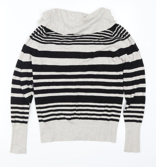 Marks and Spencer Womens Grey Striped Pullover Jumper Size 10