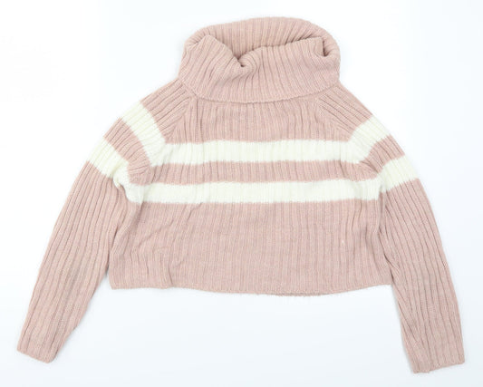 Misspap Womens Pink Striped Pullover Jumper Size S