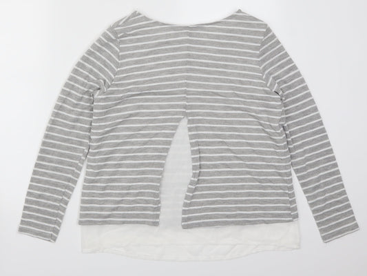 Atmosphere Womens Grey Striped Basic T-Shirt Size 12