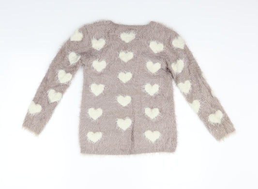 i love girlswear Girls Pink Pullover Jumper Size 10-11 Years - HEARTS