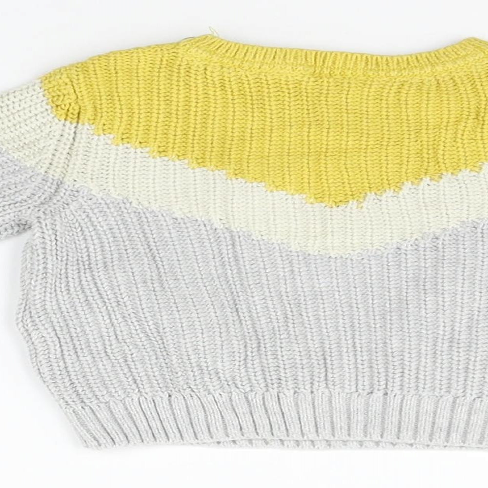 Marks and Spencer Boys Grey Striped Pullover Jumper Size 0-3 Months