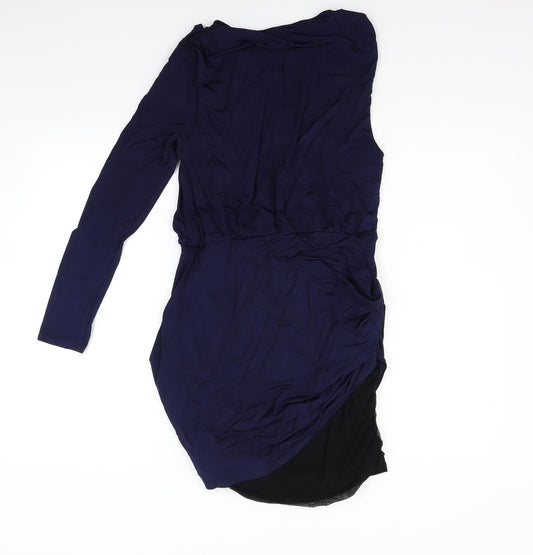 Topshop Womens Blue Houndstooth Fit & Flare Size 14