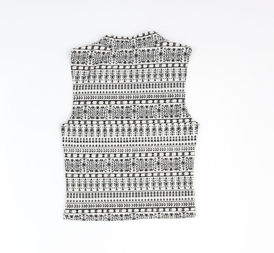 Divided Womens White Geometric Basic Blouse Size S