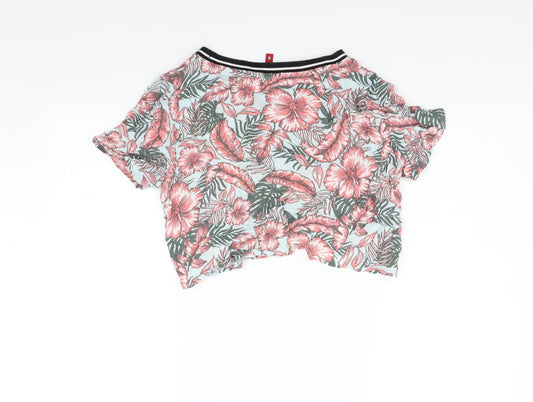Divided Womens Black Floral Basic Blouse Size 8