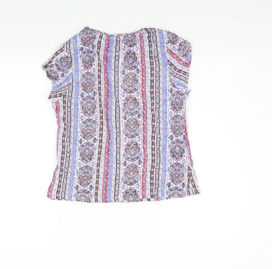 PEP&CO Womens Blue Geometric Basic Blouse Size 10