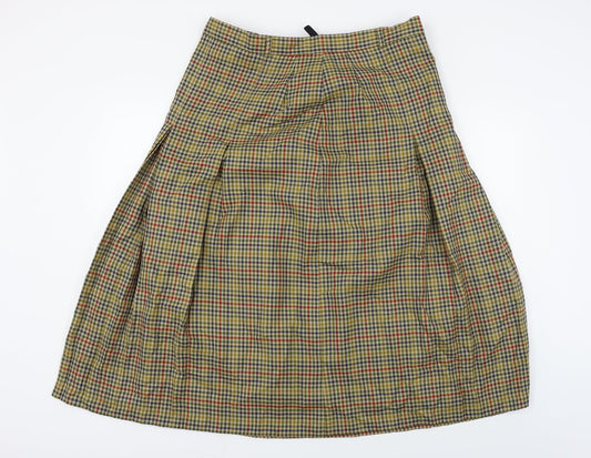 Equorian Womens Beige Check A-Line Skirt Size 32 in