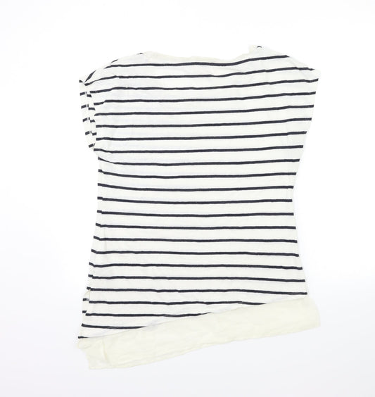 Marks and Spencer Womens White Striped Knit Pullover Jumper Size 14