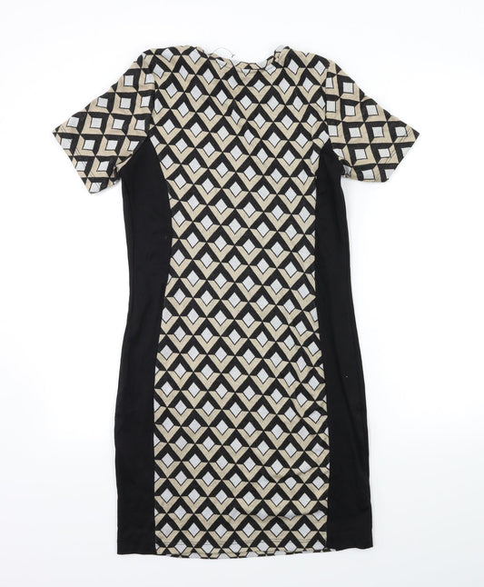 Preworn Womens Beige Geometric Jumper Dress Size 12