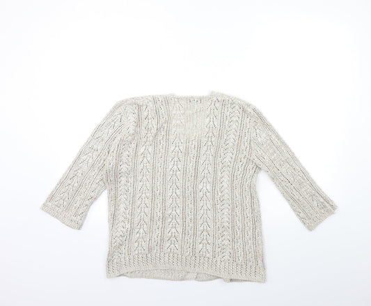 Pure & Natural Womens Beige Knit Cardigan Jumper Size S