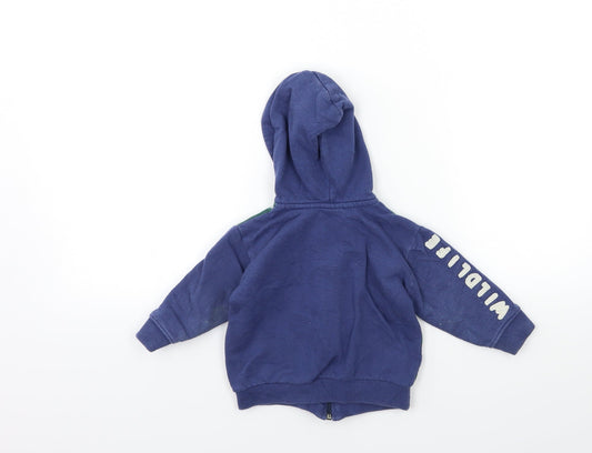 Preworn Baby Blue Striped Full Zip Jumper Size 9-12 Months