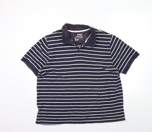 Easy Mens Blue Striped Knit Polo Size 2XL