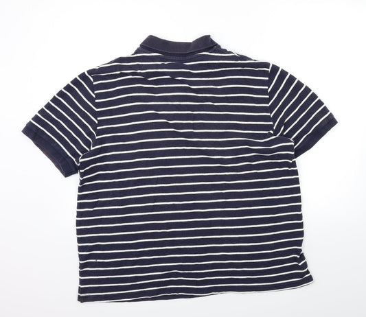 Easy Mens Blue Striped Knit Polo Size 2XL
