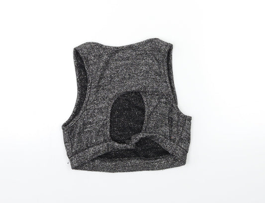 Sparkle & Fade Womens Silver Knit Basic Tank Size S