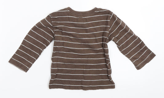 H&M Boys Brown Striped Basic T-Shirt Size 6-9 Months