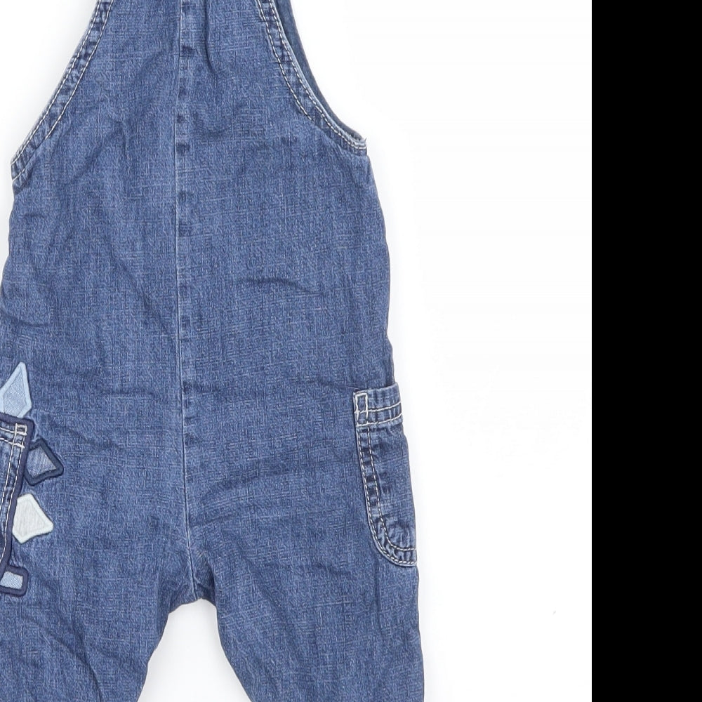 George Baby Blue Dungaree One-Piece Size 3-6 Months - dinosaur