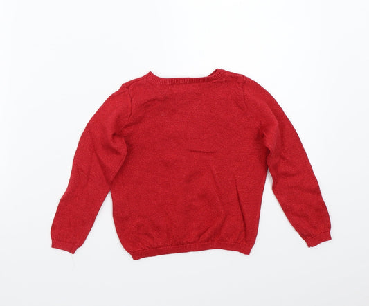 H&M Girls Red Pullover Jumper Size 2 Years