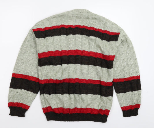 Preworn Womens Grey Striped Knit Pullover Jumper Size 10