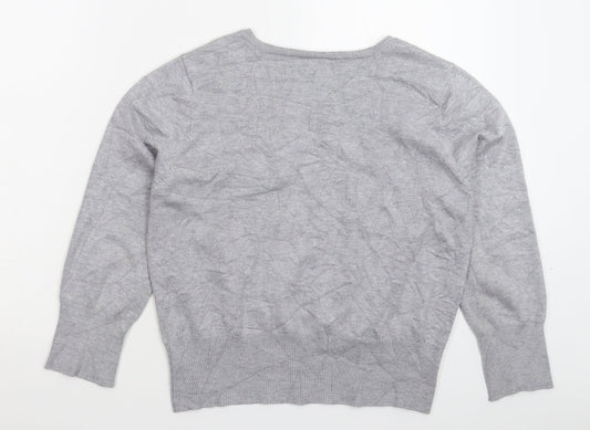 Preworn Womens Grey Knit Cardigan Jumper Size L