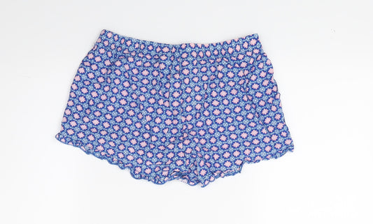 Primark Womens Blue Floral Hot Pants Shorts Size 4 - Lounge Wear