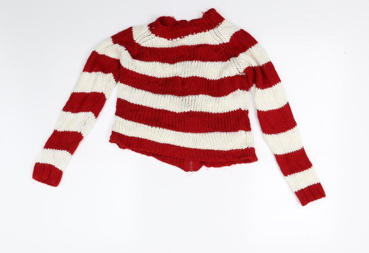 H&M Boys Red Striped Cardigan Jumper Size 5-6 Years