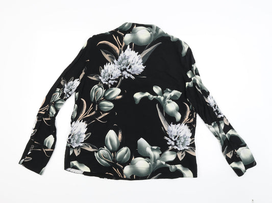 NU Womens Gold Floral Basic Blouse Size L
