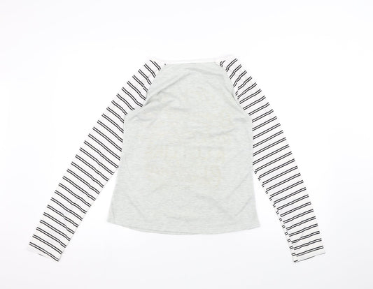 Preworn Womens White Striped Basic T-Shirt Size M