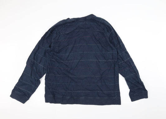NEXT Mens Blue Striped Pullover Jumper Size L