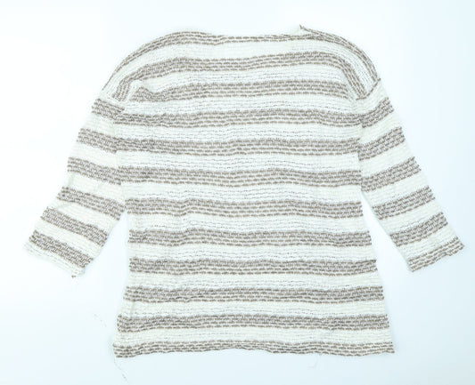 b. young Womens Brown Striped Pullover Jumper Size L