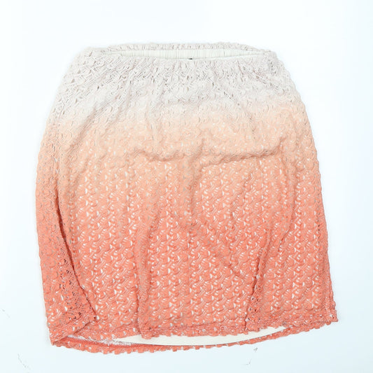 Rienda Womens Orange A-Line Skirt Size S