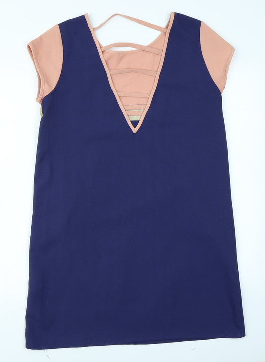 Suncoo Womens Blue Colourblock A-Line Size M