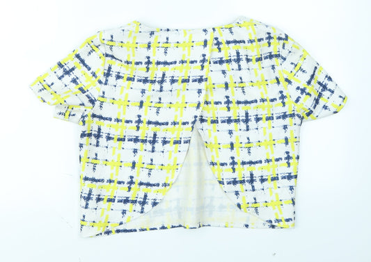Boohoo Womens Red Plaid Cropped T-Shirt Size 10 - Open back