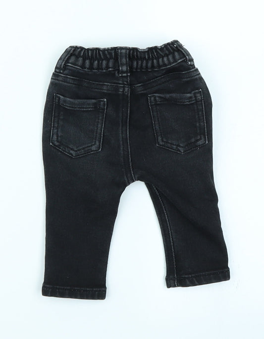George Boys Black Denim Cargo Jeans Size 0-3 Months