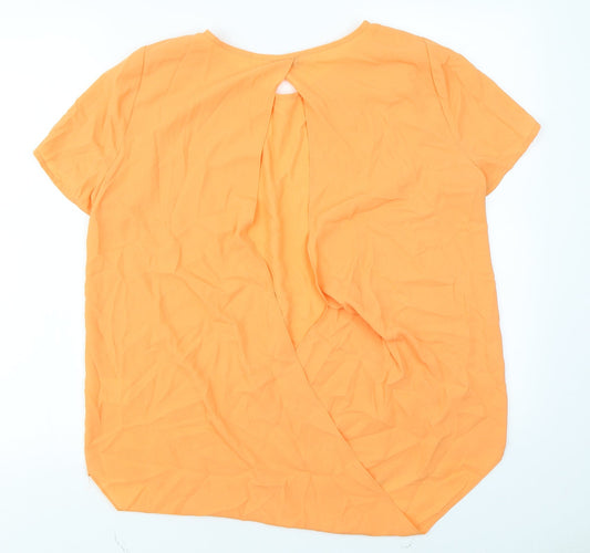 Papaya Womens Orange Basic Blouse Size 14 - Open back
