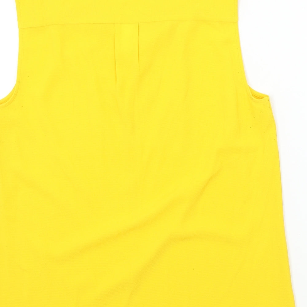DEBINHAMS Womens Yellow Colourblock Basic Blouse Size 12