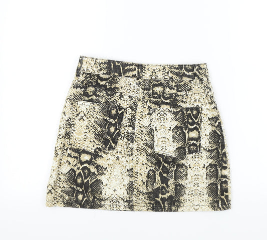 Topshop Womens Brown Animal Print A-Line Skirt Size 8