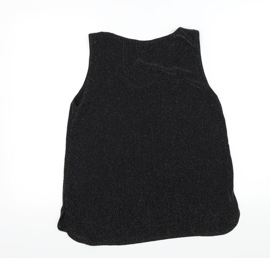 Wallis Womens Black Colourblock Basic T-Shirt Size M - sparkle detail