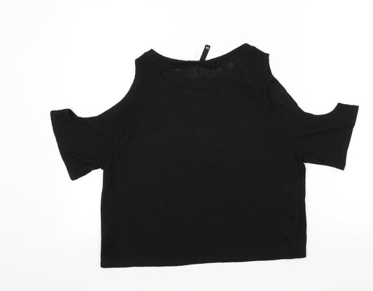 H&M Womens Black Colourblock Basic T-Shirt Size M