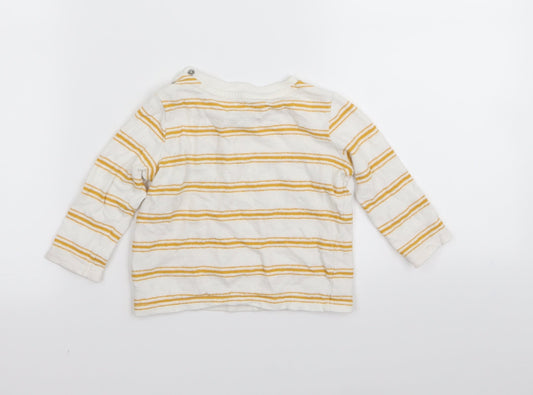 fred&flo Boys White Striped Basic T-Shirt Size 6-9 Months