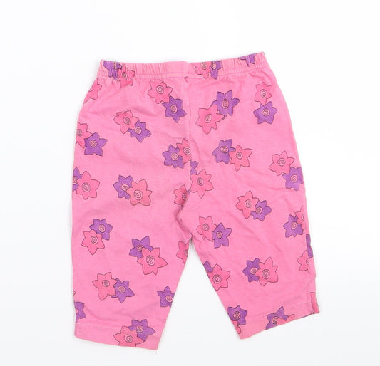 chanbo Girls Pink Floral Capri Leggings Size 12 Months