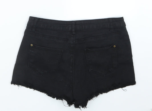 FOREVER 21 Womens Black Denim Hot Pants Shorts Size 29 in